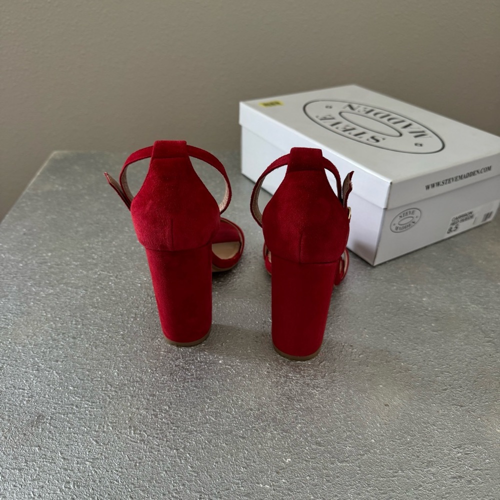 Steve Madden Bold Red Heeled Sandals - Picture 2 of 8